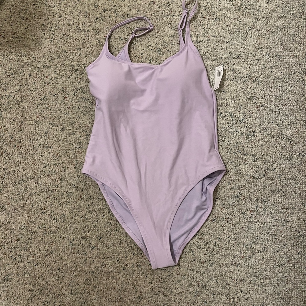 Purple One Piece Swimsuit with Spaghetti Straps